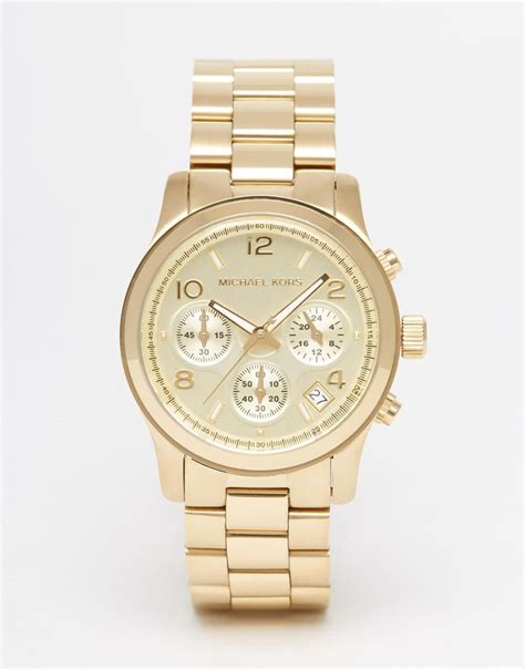 michael kors runway white and gold strap chronograph watch|108033 michael kors watch.